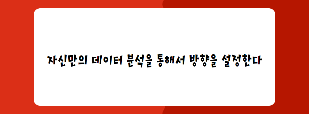 자신만의 데이터 분석을 통해서 방향을 설정한다